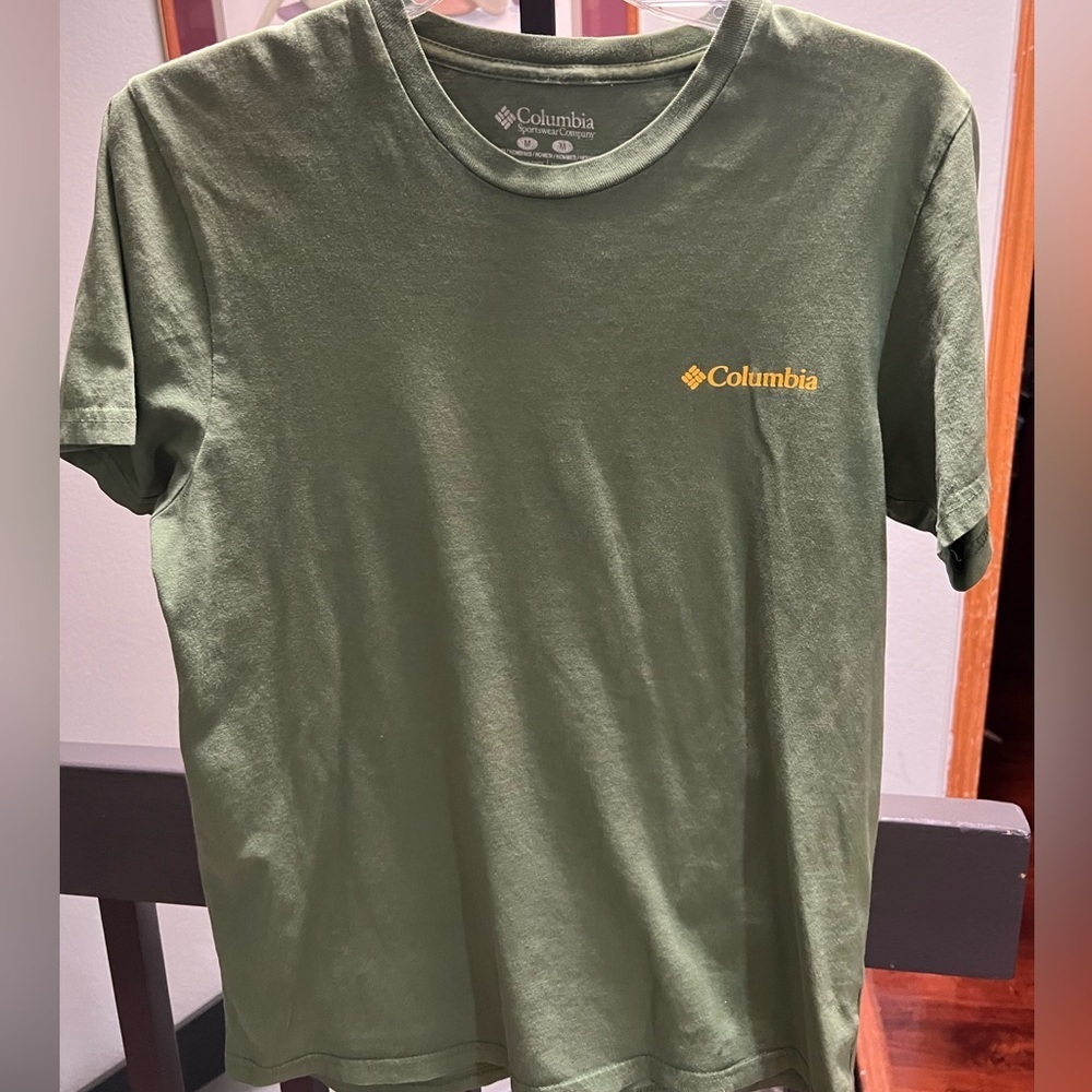 Columbia Men's Olive Green Tee with Yellow Logo #272